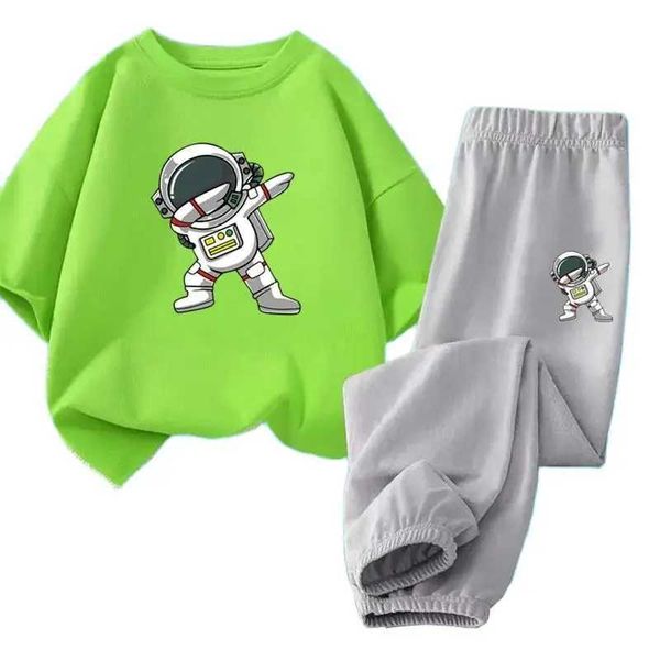 Наборы одежды 2024 Summer Youth Boys Set Set Set Childrens Dance Astronaut Fot Fortced+Длинные брюки набор 2PCS Fashion Fashion Fashion Setl2405L2405