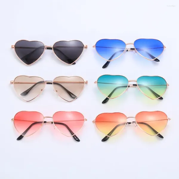 Sonnenbrille Kostüm Kleid Outdoor Schutzbrillen Ozeanlinsen herzgeformte Sonnenbrille Metall Rahmen Gradient Gradient