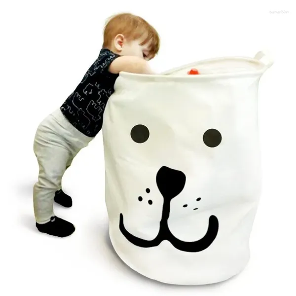 Sacos de armazenamento Stand Laundry Basket Box Box Cartoon Infantil Linho de algodão para crianças Sala SN-179