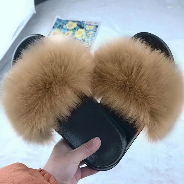 Pantofole Donne soffici di lusso inverno inverno interni pelosi a peli peluche vetrini aperte scarpe da esterno all'ingrosso