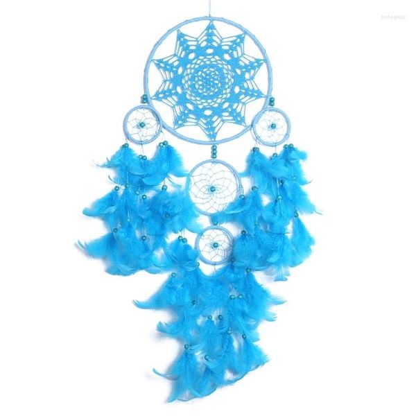 Dekorative Figuren fünf Ringe Feather Fantasie Wand Hanging Dreamcatchers Ornamente Auto Anhänger Hochzeitsschlafzimmer Wohnkultur