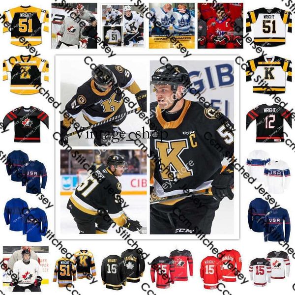 Vin Shane Wright Hockey Jersey Custom Vintage ohl Kings Frontenacs Jersey 2021 IIHF U18 Maglie da campionato mondiale U18