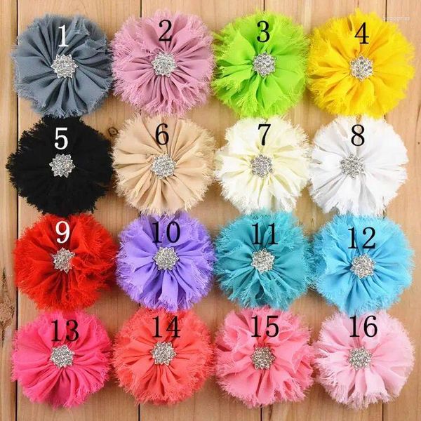 Dekorative Blumen 30pcs 6 cm Chiffon Blume für Kinder Stirnband DIY-Handwerk können Farben wählen (HMF-108)