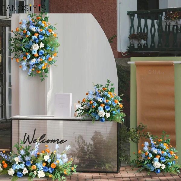 Fiori decorativi royal blu bianco peonia ortensia fiore artificiale tavolo corridore corrido