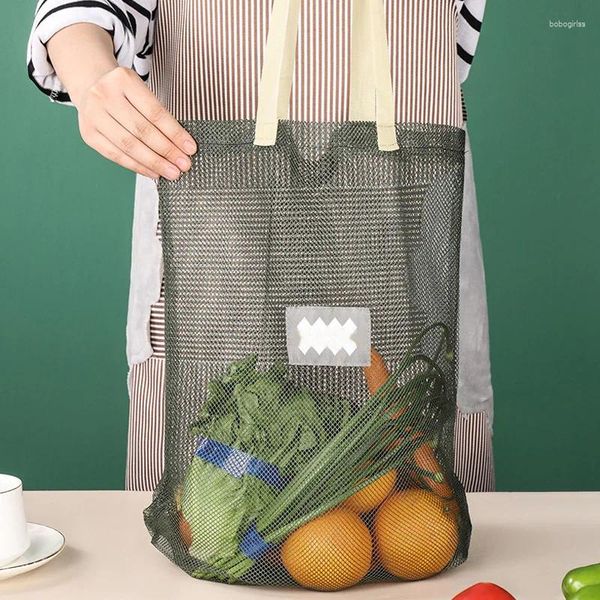 Aufbewahrungstaschen 1PC wiederverwendbarer Lebensmittelkäufer tragbarer Gemüsefrüchte Organizer Handtaschen Eco Fold Mesh Tasche zum Einkaufen