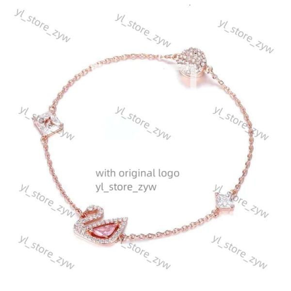 Bracciale Swarovskis Bracciale Donne Braccialetti di fascino di alta qualità originali Braccialetti rosa rosa rosa Swan 166e