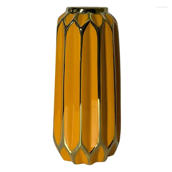 Vasos simples leve luxo de luxo de luxo banhado a ouro decoração de vaso de vítima de tv alpendre a tabela de jantar garrafa de flor