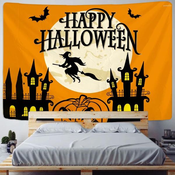 Arazzi Halloween Home Decoration Scene Takestry Scene Bohemian Pumpkin Street Sheet Wall