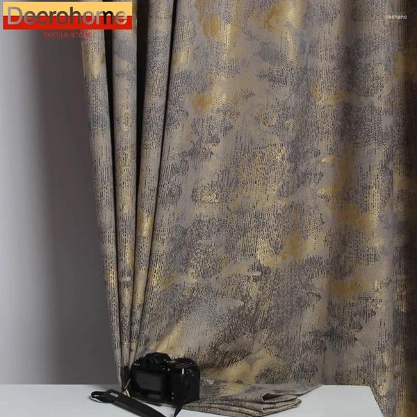 Tende retrò americana retrò doratura jacquard tende blackout addensate per la camera da letto del soggiorno balcone francese personalizzato