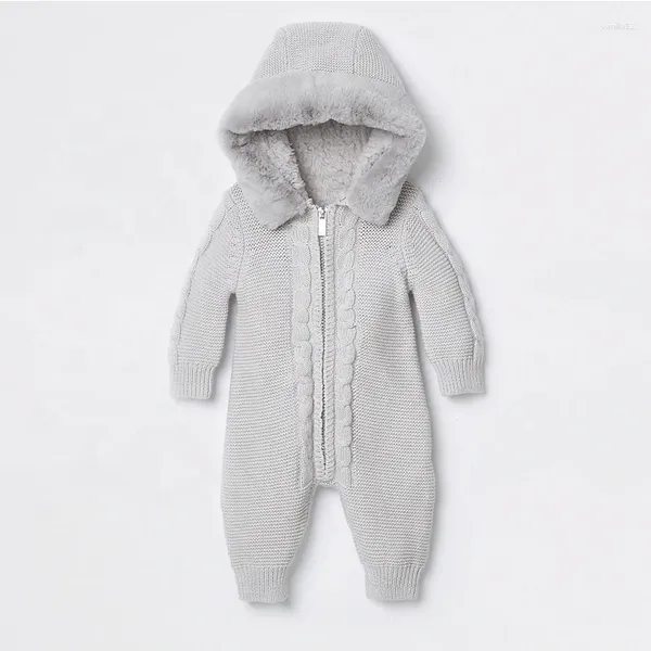 Sacchetti da esterno inverno inverno neonate neonate grigio per bambini maglioni maglioni tutela da salto da un pezzo in finta pelliccia cappa maniche lunghe con zip-up