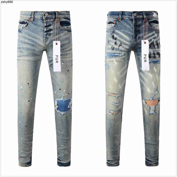 Jeans de grife de jeans jeans jeans roxos de alta qualidade tecidos elásticos jeans jeans designer de estilo legal Pant angustiado motociclista rasgado preto jean jean slim fit motocicleta
