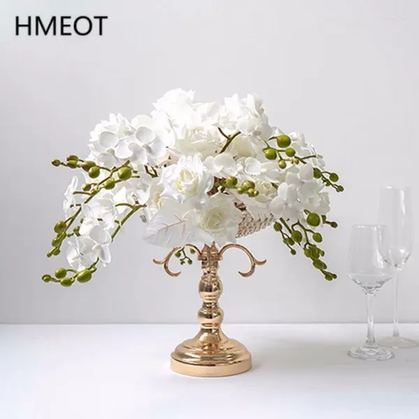 Dekorative Blumen weißer Orchidee Rose Hochzeitstisch Herzstück Ball Blumenarrangement Bankettparty Feierlichkeiten Event Home Decor Fenster