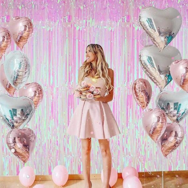 Decorazione per feste 2m tende da lamina luccichio argento in oro rosa oro tende fringer per il matrimonio di compleanno baby shower