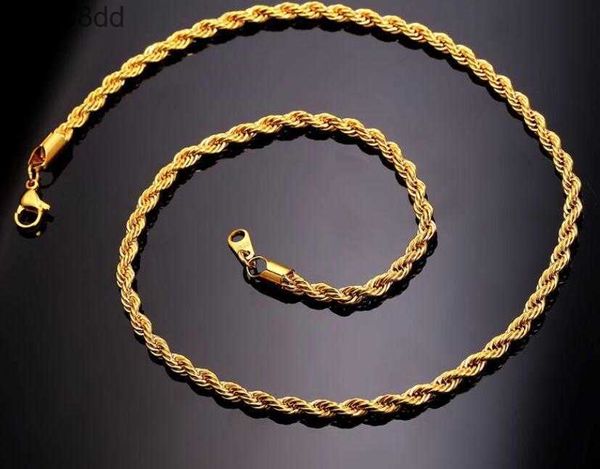 Anhänger Halskette 18k Real Gold plattiert Edelstahl Seilkette Halskette für Männer Goldketten Mode Schmuck Geschenk