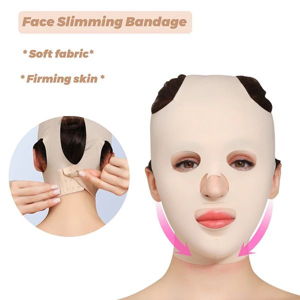 Elastic Face Slimming Bandage v Mask Women Women Chin Cheek Levante Up Belt Massage Strap Anti Wrinkle Beauty Tools 240430