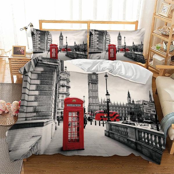 Set di biancheria da letto 2/3pcs/set di London Tower Bridge Lifele Design 3D Concorrente LETTO SET COPERCHIO COPERCHI