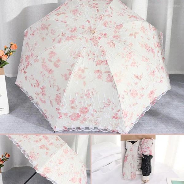 Guarda-chuvas guarda-chuva de dupla camada de renda malha coreana pequena e fresca feminina para mulheres parasol parasol verão à prova de chuva anti-UV Protecti e6u9