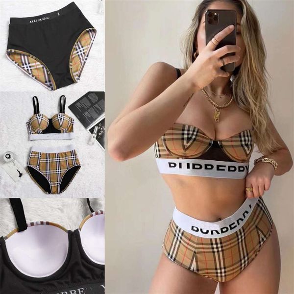 Designer Hot Sell Bikini Brust Gethering Frau Sense Strand Beach Tragen Sommerschwimmanzug sexy Schlinge Burde Design Muster Plaid Badeanzug Hochqualitäts Frauen Si Ggitys 5RIQ