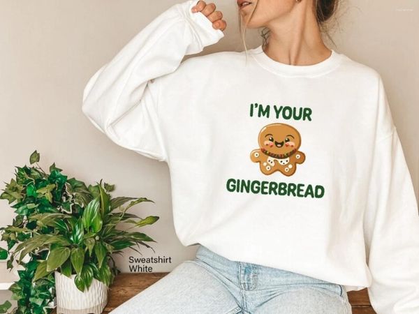 Damen Hoodies Ich bin dein Lebkuchen -Sweatshirt Keks Frohe Weihnachten Hemd Happy Jahr Lustige süße trendige Crewneck T -Shirt Winterkleidung