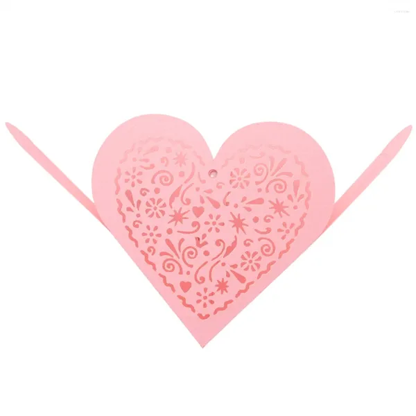 Geschenkverpackung 50pcs Hochzeit Candy Boxen hohlen Gunst Liebe Brustschokoladendekoration für Geburtstagsfeier (Pink)