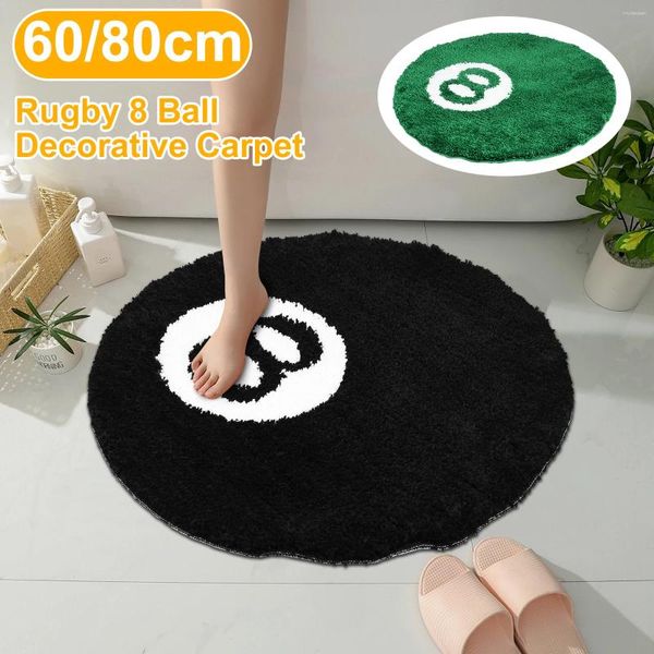 Tapete de bola de 8 anos 23,6x23.6 polegadas de carpete redondo preto não deslizamento piso de piso de círculo de tapetes de círculo macio confortável