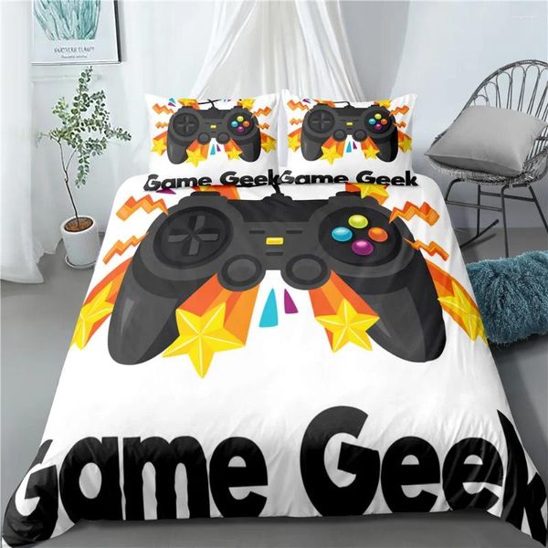 Set di biancheria da letto Game Game Game Cartoon Digital Printing Pattern 2/3 Copertina Quilt Cushcy Double Led