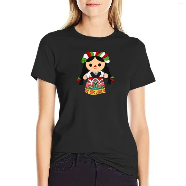 Polos femininos Maria 1 (boneca mexicana) T-shirt Roupas Lady Roupas Hippie T-shirts for Women Cotton