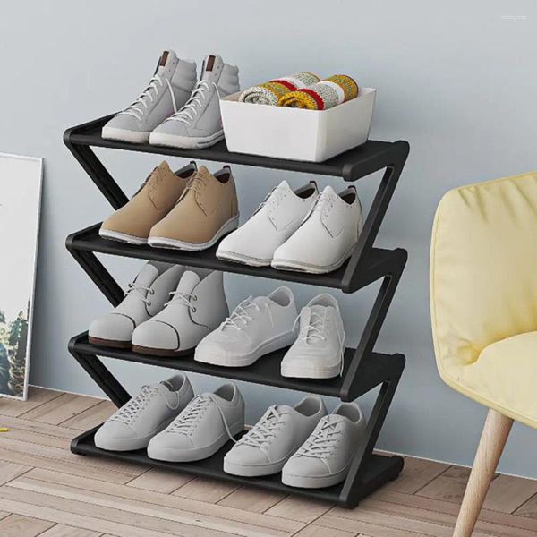 Hooks Compact Shoe Organizer Rack Z-förmiger Speicher mit 4 Stufen für den Eingang des Stalleingangs für Heimat