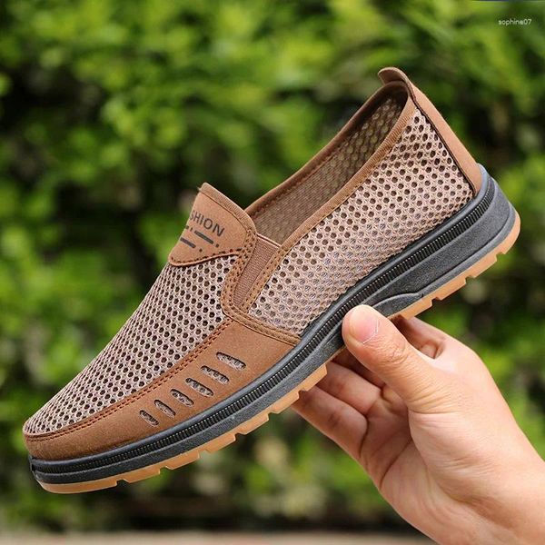 Sapatos casuais malha anti -deslize Ultra Light Flat Men's Florabilable Gents de lazer ao ar livre vulcanizados