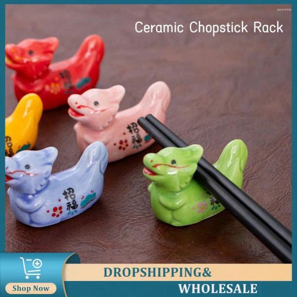 CUSCINE COTTINA Drago di buon auspicio Drago fortunato per bacchette per bacchette Penna Ceramica Ceramic Ornament Flower Pet