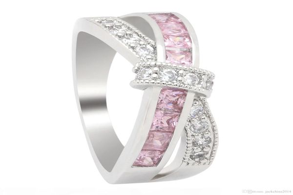 H Victoria Wieck New Women Fashion Jewelry 10kt bianco bianco oro pieno Multi pietre previste Principessa tagliata CZ Diamond Wedding Girls Belt Ring8603143