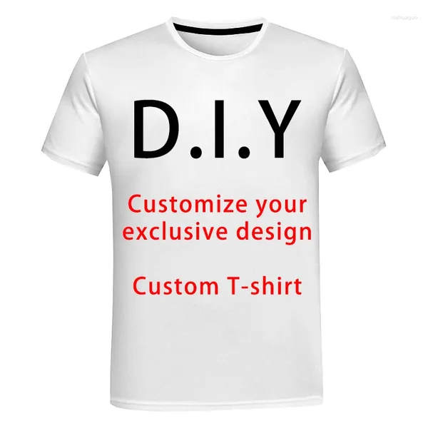 Camisetas masculinas 2024 DIY Design personalizado seu próprio estilo poliéster 3D camiseta impressa masculino masculino de moda de moda de hip hop