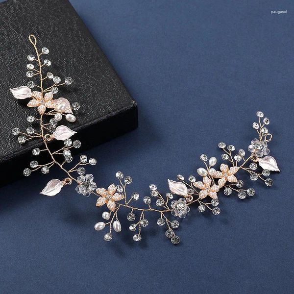 Haarclips European Style Hairband handgefertigtes Blütenblätter Mode Perlen Stirnbänder Braut Prom Hoop Hochzeitszubehör Schmuck Schmuck