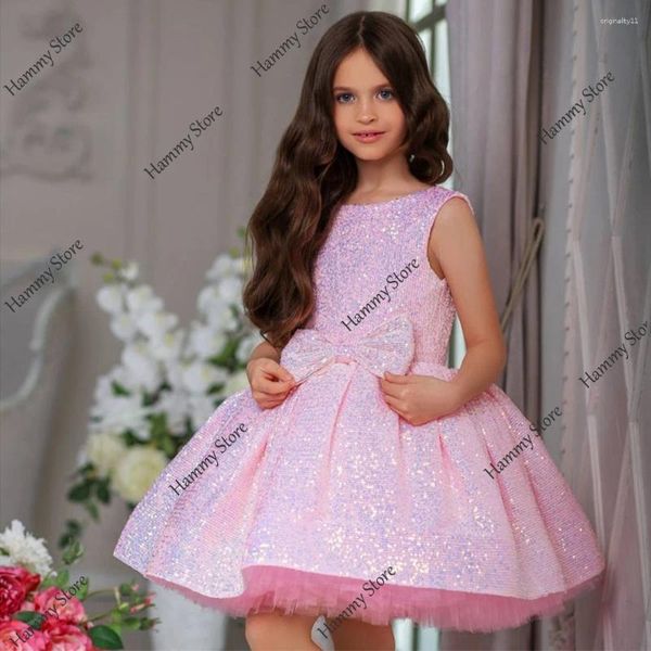 Vestidos de menina yipeisha fofa rosa festa de casamento aniversário o pescoço mangas de pescoço