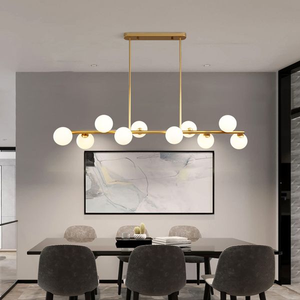 Moderne Esszimmer Deckenleuchter Horizontalglaskugeln Kronleuchter Küche Hanging Lampe Büroangangsanlage Leuchte