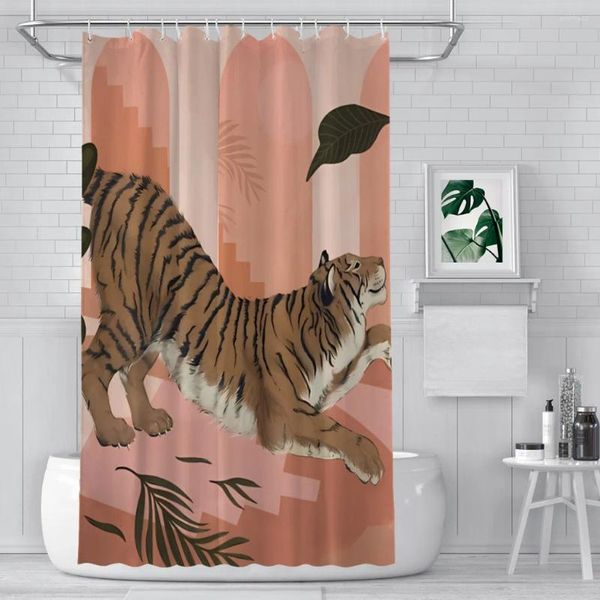 Cortinas de chuveiro Tigre fácil TIGH TABELO DE TECRADO CRIATIVO Decoração de banheiro com ganchos Acessórios domésticos