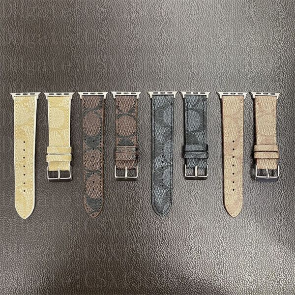 Banda di guardia Apple di lusso all'ingrosso 38mm 41mm 41mm 42mm 44mm 45mm 49 mm Orologi in pelle di fiori cintura per iwatch 9 8 7 6 5 4 SE Designer Watchbands