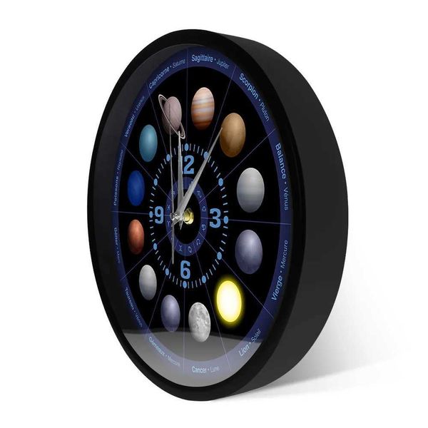 Настенные часы планеты астрологии Overse Space Modern Wall Clock Solar System Планеты астрономия без тика