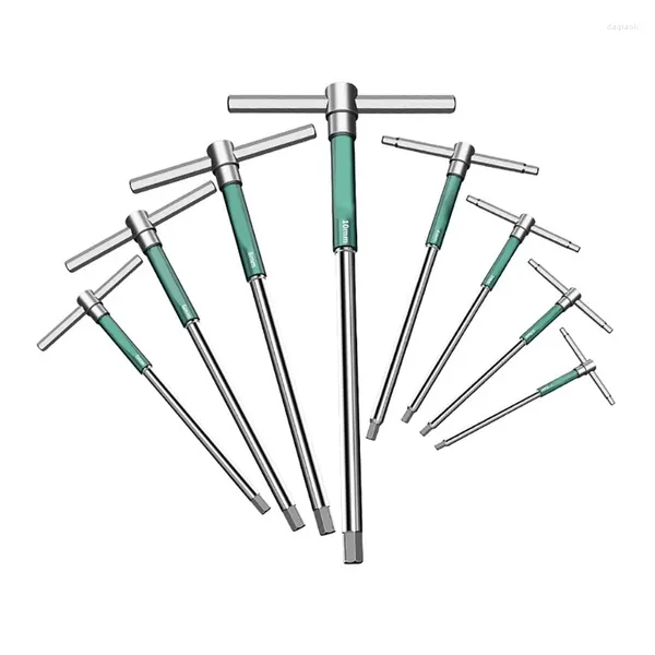 Edelstahl -Stahl -T -Griff 2 bis 10 mm Sechsecke Sockelschlüssel Spanner Werkzeug Kohlenhydrate Reparaturpackungen mit 8 Dropship