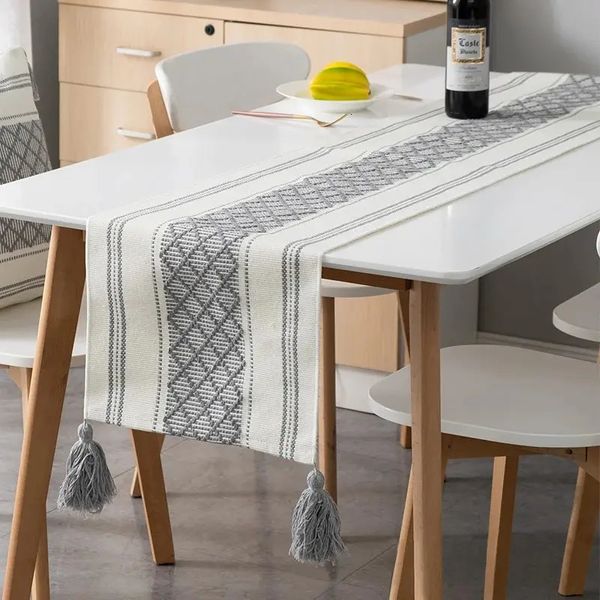 1PC Bohemian Patchwork Burlap Table Runner - estilo de fazenda dozily para casamentos de painéis de panela e jantares 240509