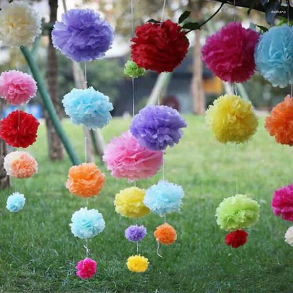 Dekoratif Çiçekler 10 PCS El yapımı kağıt mendil pom pom Poms Çiçek topu düğün doğum günü kılıfı araba dekorasyon ev bahçesi 6zsh014