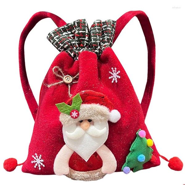 Weihnachtsdekoration Draw String Rucksack Goody Treat Taschen Santa Claus Elk Schneemann Geschenk für Kinder Holiday Party