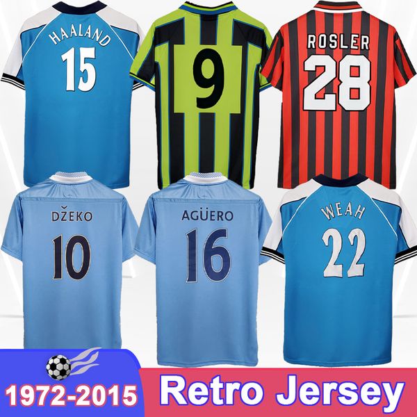1972 2015 Kun Retro Mens Soccer Jersey Aguero Silva Tevez Toure Dzeko de Jong Kompany Home Blue Away Red 3rd Green Football Circhs Uniformes