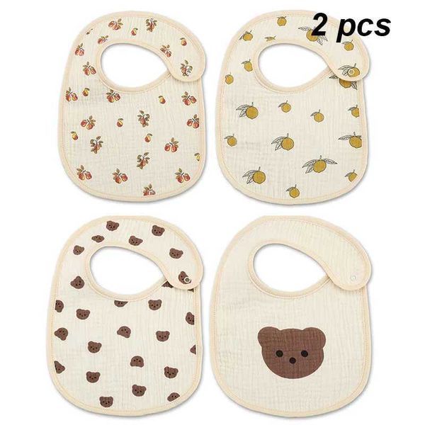 Bibs Burp Stones 2pc garza di cotone neonato per bambini e ragazze abbigliamento da asciugamano per bambini che alimentano l'asciugamano della saliva D240513