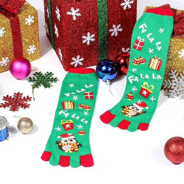 Frauen Socken lustige Weihnachtsfleisch warme Zehen Männer Winterjahr Geschenke Unisex Cartoon Santa Claus Casual Fünf Finger Socken Calcetinen
