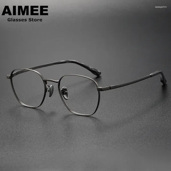Strama da sole cornici in stile coreano Pure occhiali in titanio in cornice per piccoli occhiali quadrati miopia da prescrizione femminile blu ottica