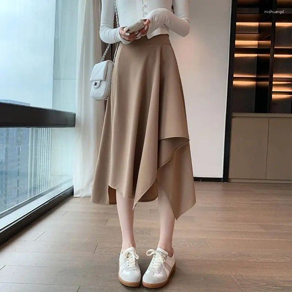 Gonne Fashion Women Women Chiffon Maxi Skirt Summer Female High Waist A-Line Spliting Irregolare Elegante festa casual solida Long Q111