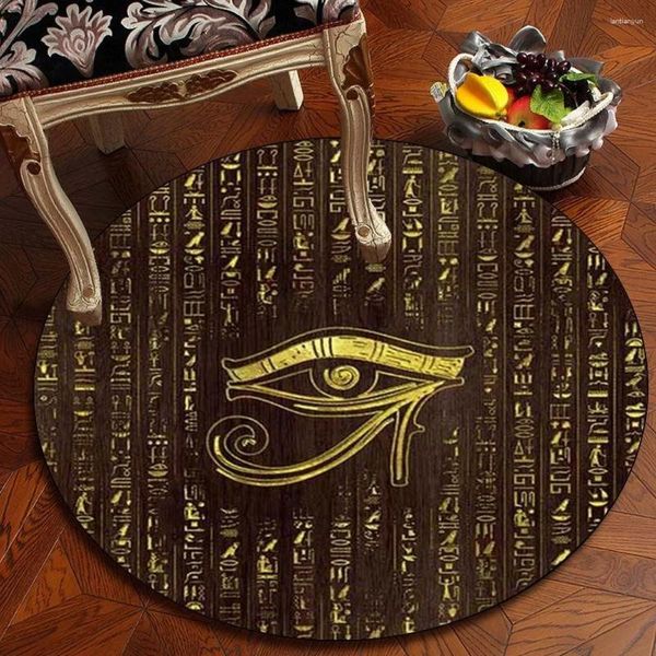 Carpetti L'occhio di Horus Simboli egiziani moquette moquette rotonde decorazioni per la casa tappeto antiscivolo per tappeto sedia camera da letto