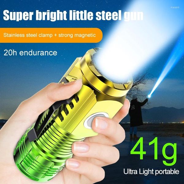 Torce torce 3led super luminose mini flash flash flash flash torcia ricaricabile emergenza per esterno con coda a clip a penna