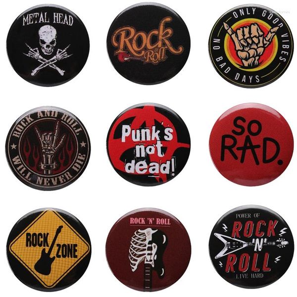Broches Rock Roll Music Series Tinplate Button Button Pin Badge Roupes Backpack Acessórios Presente para Amigos Jóias